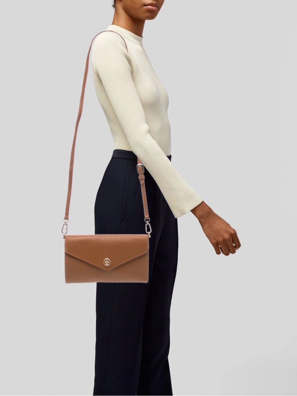 Tory Burch Brown Leather Envelope Crossbody